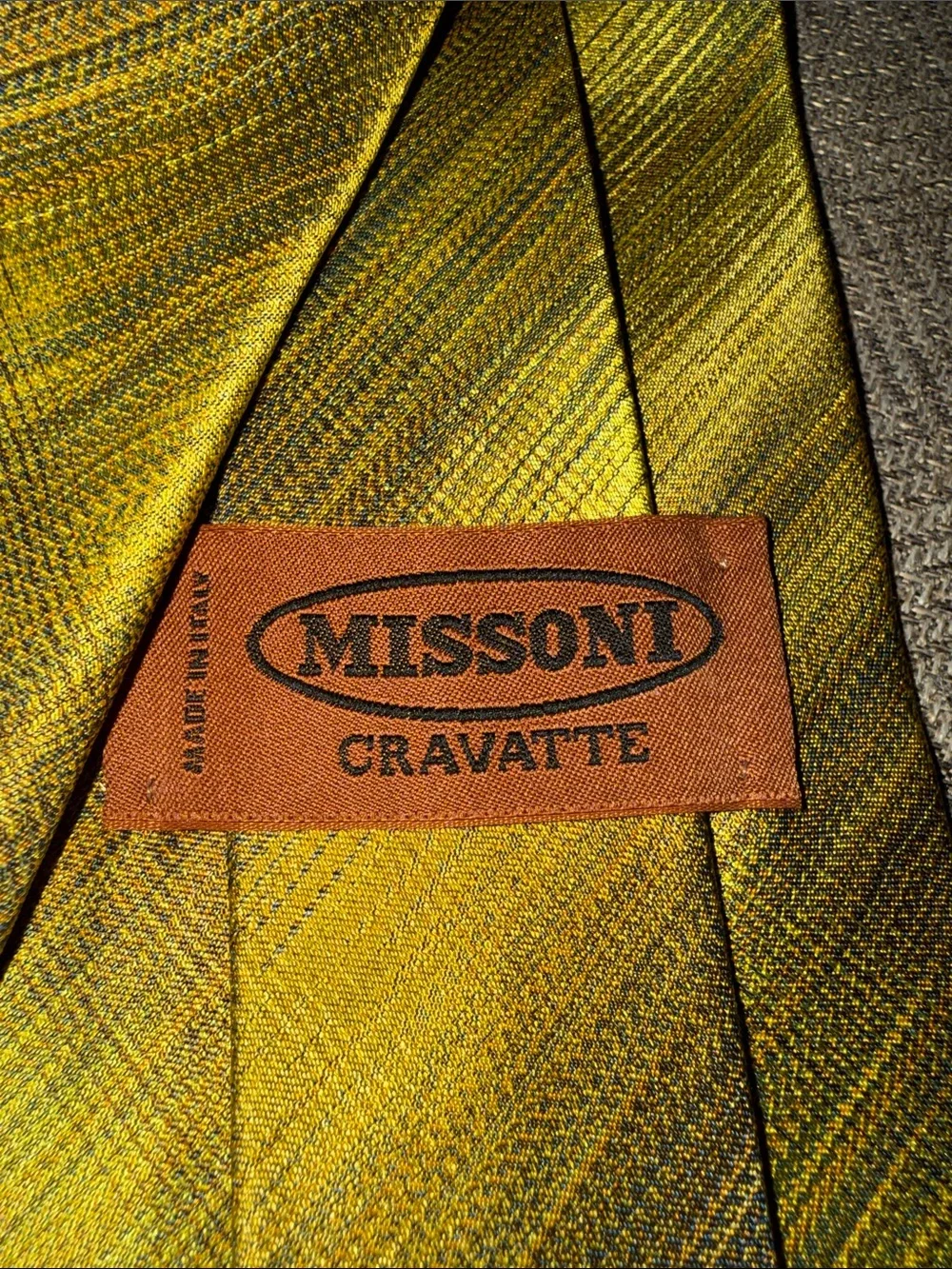 Missoni Cravatte Green/ Yellow 100% Silk Tie